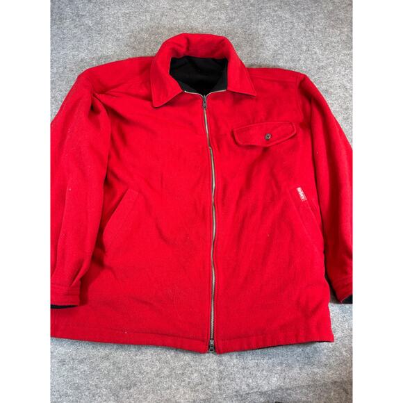 VINTAGE 90s Marlboro Jacket Mens XL Red Full Zip Reversible Wool Cozy Outdoor - Picture 1 of 4